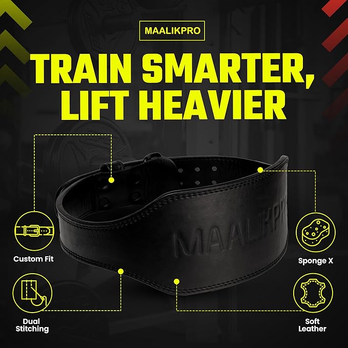 Weight Lifting Leather Belt with Adjustable Buckle, Gym, Workout & Weight Training - Weightlifting Belts for Men and Women