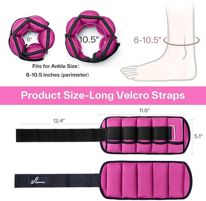 Sportneer Adjustable Ankle/Wrist Weights for Men Women Kids, Weighted Leg & Cuff Strength Training for Yoga Walking Running Aerobics Gym Fitness Physical Therapy