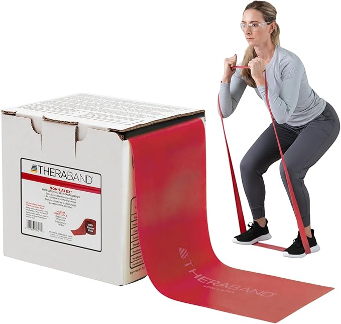 THERABAND Resistance Band 25 Yard Roll, Non-Latex Professional Elastic Stretch Bands for Upper & Lower Body Exercise Workouts, Physical Therapy, Lower Pilates, Flexibility, & Rehab, Dispenser Box