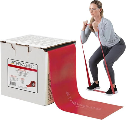 THERABAND Resistance Band 25 Yard Roll, Non-Latex Professional Elastic Stretch Bands for Upper & Lower Body Exercise Workouts, Physical Therapy, Lower Pilates, Flexibility, & Rehab, Dispenser Box