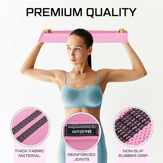 24 Pcs Fabric Resistance Bands for Working Out Strength Exercise Bands for Women Men Resistance Loop for Legs and Butt, Yoga, Pilates, Rehab, Fitness and Home