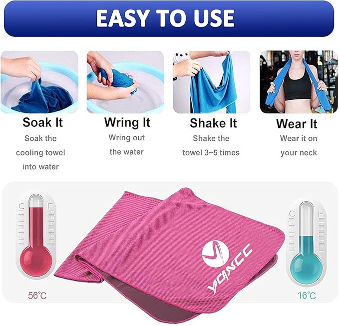 YQXCC Cooling Towels | 4 Pack 40"x12" | Cool Cold for Neck | Microfiber Soft Breathable Chilly | for Yoga, Golf, Gym, Camping, Running, Workout & More Activities
