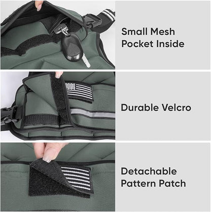 APEXUP Adjustable Weighted Vest, 4-10lb/12-18lb/20-32lb Vest with 6 Ironsand Weights and Large Pocket, Weight Vest for Men Women Strength Training, Running, Walking