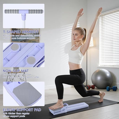 Pilates Board, Pilates Equipment Split Pilate Reformer & Ski Balance Board 5-in-1 Foldable Fitness Sliding Boards with Resistance Bands Multi-Purpose Home Pilate Kit for Full Body Workout