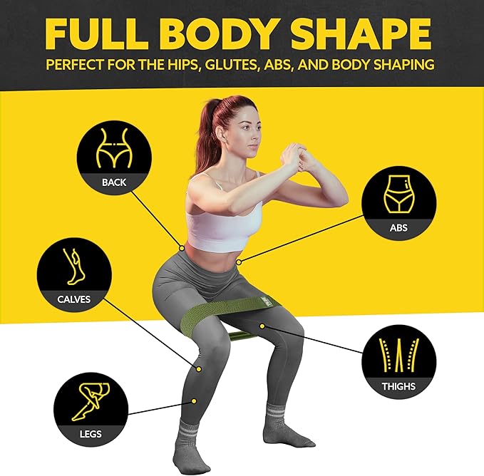 Fabric Resistance Bands for Working Out - Booty Bands for Women and Men - Exercise Set for Legs and Butt - Fitness Bands (Set of 8)