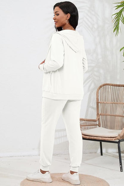 CLOCOR Track Suits for Women Set - Casual 2 Piece Outfits Sweatsuit Pocket Hoodies Long Sleeve with Patchwork Pants Set