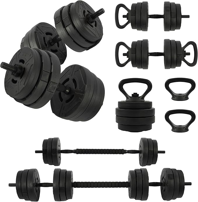 Fitvids Adjustable Dumbbell Set, 40/60LBS Free Weight Set, Multi-Functional Portable Changeable Dumbbell Barbell Kettlebell Set for Home, Multiple Style
