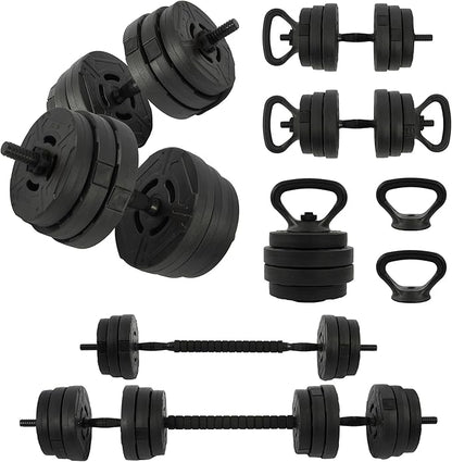 Fitvids Adjustable Dumbbell Set, 40/60LBS Free Weight Set, Multi-Functional Portable Changeable Dumbbell Barbell Kettlebell Set for Home, Multiple Style