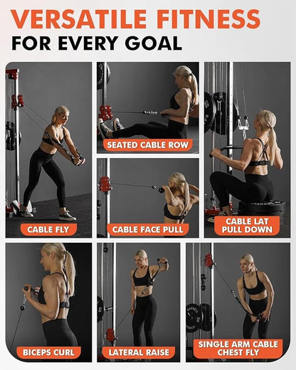 Mikolo Wall Mount Cable Station, Cable Crossover Machine with Dual Pulley System and 18 Adjustable Positions for Home Gym Fitness Equipment