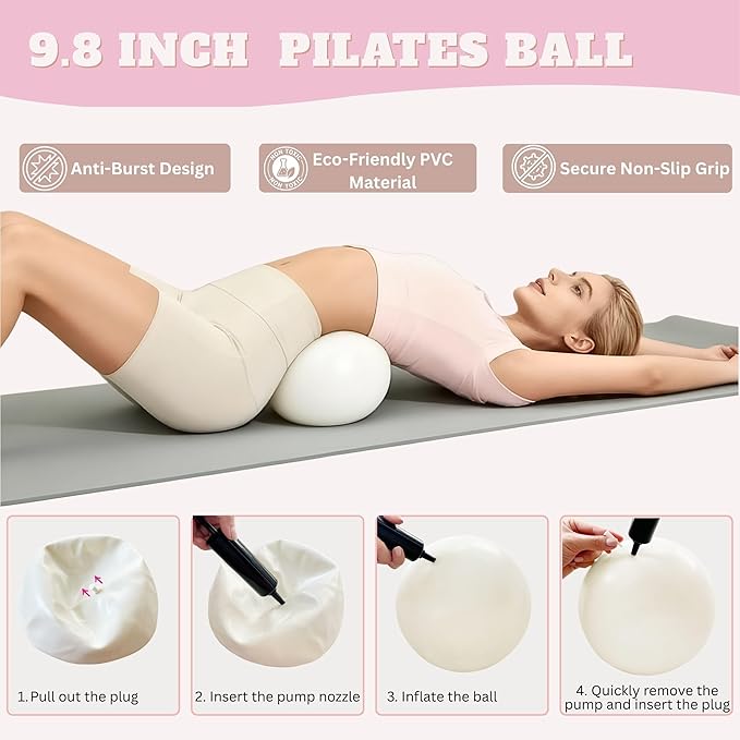 Pilates Kit, Home Pilates Kit with Pilates Ring and Ball Set, 14-Piece Full Body Pilates Equipment Set with Resistance Bands, Sliders, Ankle Weights & Grip Socks for Home Workouts