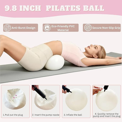 Pilates Kit, Home Pilates Kit with Pilates Ring and Ball Set, 14-Piece Full Body Pilates Equipment Set with Resistance Bands, Sliders, Ankle Weights & Grip Socks for Home Workouts