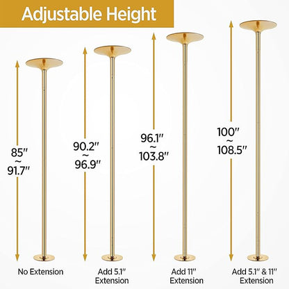 Yaheetech Professional Dance Pole Spinning Static Dancing Pole Portable Removable 45mm Dance Pole Kit for Exercise Club Party Pub Home w/Tools, Silver/Gold