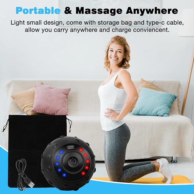 Upgraded 5-Gear Vibrating Massage Ball, Rechargable Massage Vibrating Ball for Fitness, Training, Therapy and Relaxation