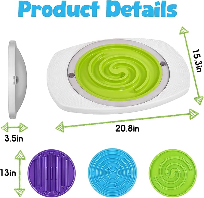 Maze Balance Board for Kids, 3 Replaceable Labyrinth Boards 140lbs Capacity - Sensory Integration & Proprioceptive Training Wobble Board for Therapy/Ski/Surf Prep
