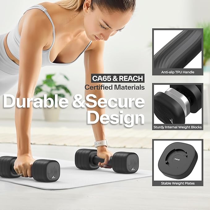 Adjustable Dumbbell Set of 2: Sportneer 4 in 1 Free Weights Dumbbells Set for Women, Hand Weights for Women at Home, Each 2lb 3lb 4lb 5lb Weights with Soft Rubber Handle for Home Gym Exercise Training