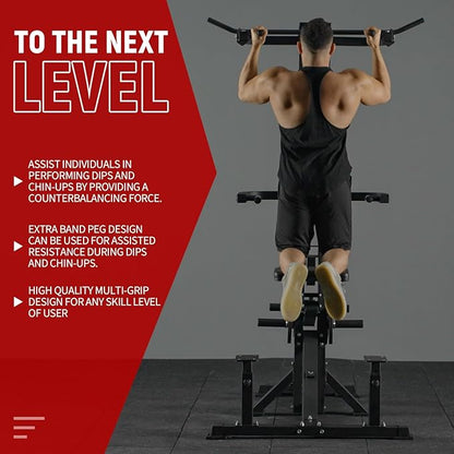 Assisted Pull Up Machine, GMWD 600LBS Leverage Assisted Chin and Dip Machine, 4 in 1 Plate Loaded Gym Equipment, Pull Up Machine with 1:1 Counterweight System & Band Peg for Home Gym