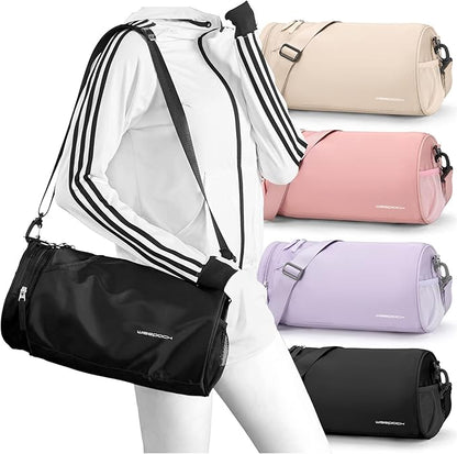 Small Gym Bag for Women,Waterproof Mini Duffle Bag Womens Spotrs WorkoutBags Small Travel Duffel Bag with Wet Pocket Carry on Weekender Bags for Dance Swimming,Gym,Yoga,Fitness Black