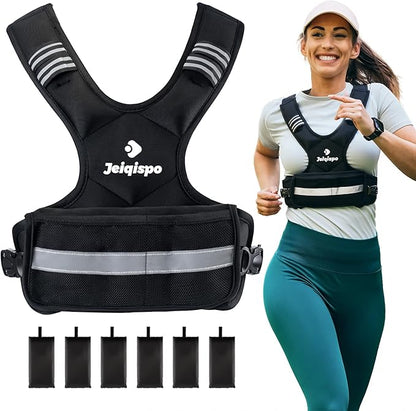 Adjustable Weighted Vest for Men and Women 4-10lb/11-20lb/20-32lb Vest with 6 Ironsand Weights, Adjustable Body Weight Vest Exercise Set for Strength Training,Cardio,Running, Walking