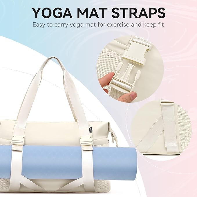 MAXTOP Women's Gym Yoga Duffle Bag with Shoe Pouch,Multi-Purpose Overnight Travel Bag for Gym,Work, Dance, Sports