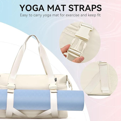 MAXTOP Women's Gym Yoga Duffle Bag with Shoe Pouch,Multi-Purpose Overnight Travel Bag for Gym,Work, Dance, Sports