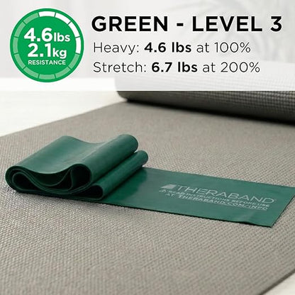 THERABAND Professional Latex Resistance Bands, Individual 6 Ft Elastic Band for Upper & Lower Body Exercise, Physical Therapy, Pilates, At-Home Workouts, 6 Foot, Green, Heavy, Level 4
