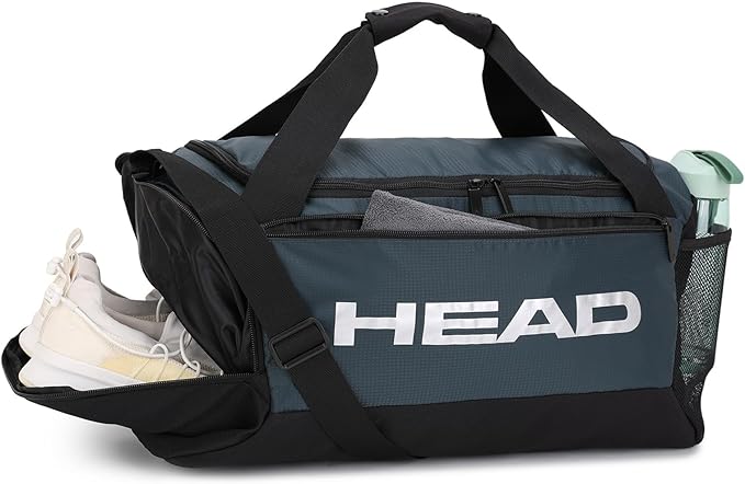 HEAD 45L Waterproof Gym Duffle Bag for Men, Large Capacity Sports Bag with Shoe Compartment & Dry Wet Pocket, Durable Crossbody Weekender Bag for Tennis, Workout, Fitness, Overnight Travel