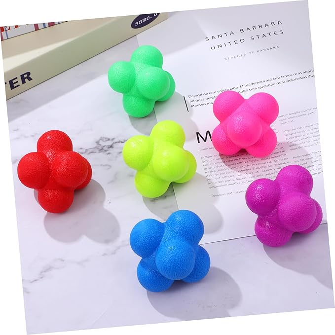 GARVALON 6 Pcs Hexagonal Reaction Balls Fitness Agility Training Equipment for Goalkeeper and Sports Exercise Lightweight Reaction Balls for Hand Eye Coordination Colorful