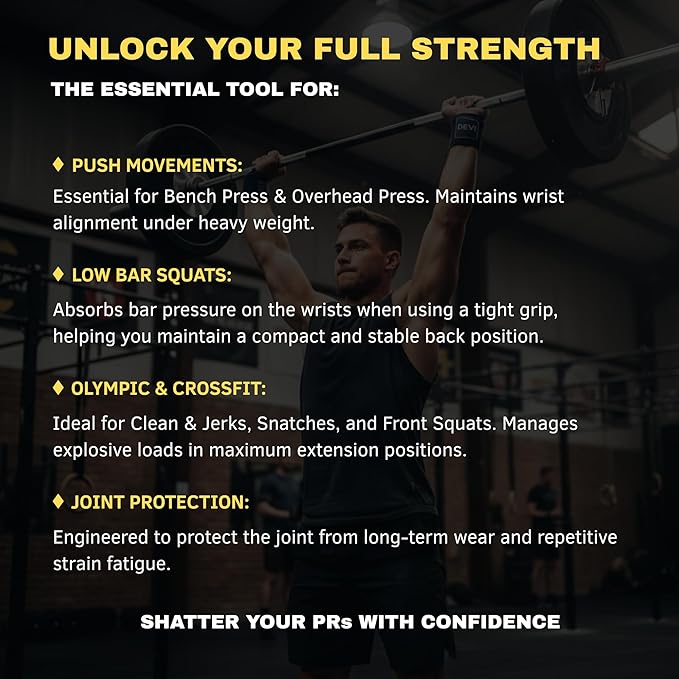 Wrist Wraps for Weightlifting 18" with Thumb Loop- Professional Quality, Best Wrist Support Wraps for Gym, Powerlifting Competition, Bodybuilding, Strength Training, Curls & Dips, Bench Press- Men and Women (Pair) DEVI