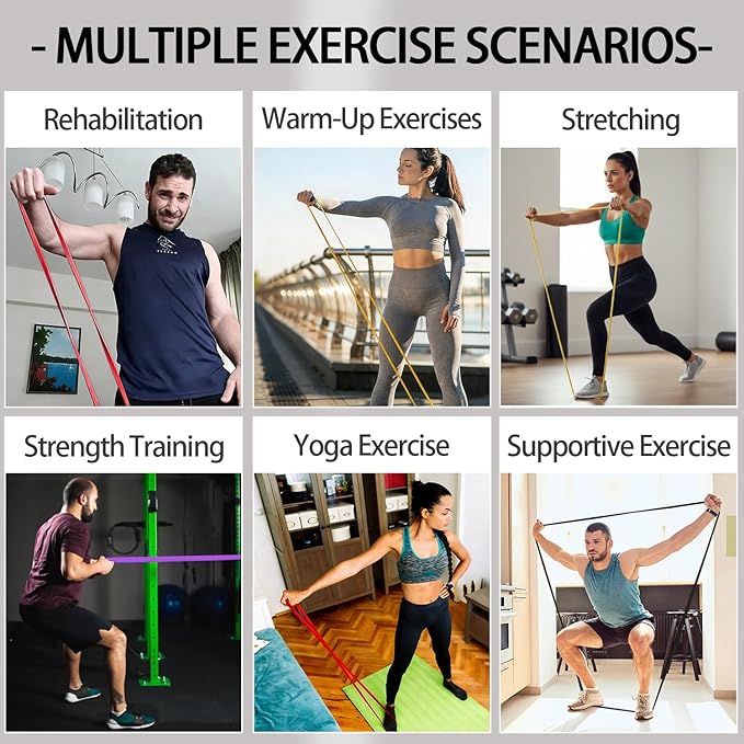 Resistance Bands Set with Handles & Door Anchor - Up to 125lbs Stackable Anti-Snap Exercise Bands for Men & Women, Heavy Duty Pull Up Assistance Band for Home Gym, Strength Training