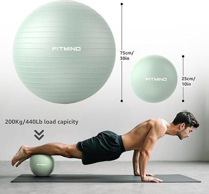 Exercise Balls Set 22-30 Inch & 9 Inch, Small Pilates Ball with Pump, Pregnancy Ball for Women, Yoga Balls for Exercise, Small Exercise Ball for Between Knees, Stability, Physio