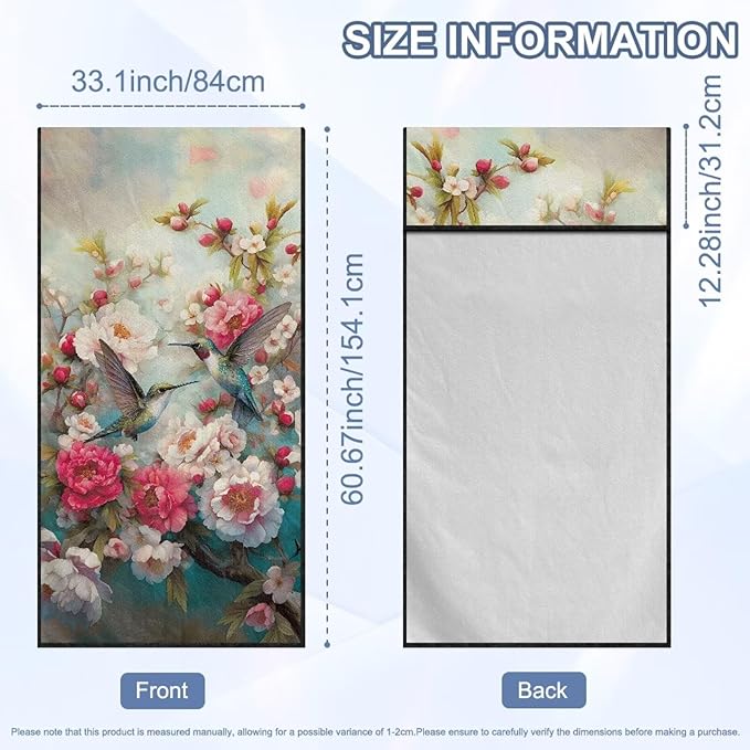 Bulopur Floral Hummingbird Car Seat Towel Cover After Beach Gym Workout Running Swimming Non-Slip Highly Absorbent Yoga Towel for Women Girly Auto Accessories