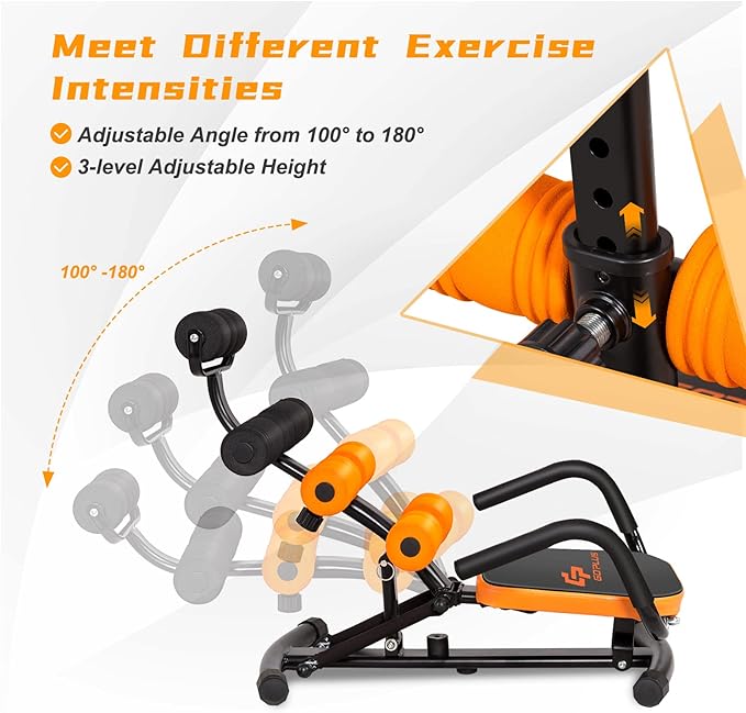 Goplus Core & Abdominal Trainers, Twister Trainer Ab Exercise Machine Height Adjustable Incline Workout Equipment Ab Rocket Exerciser