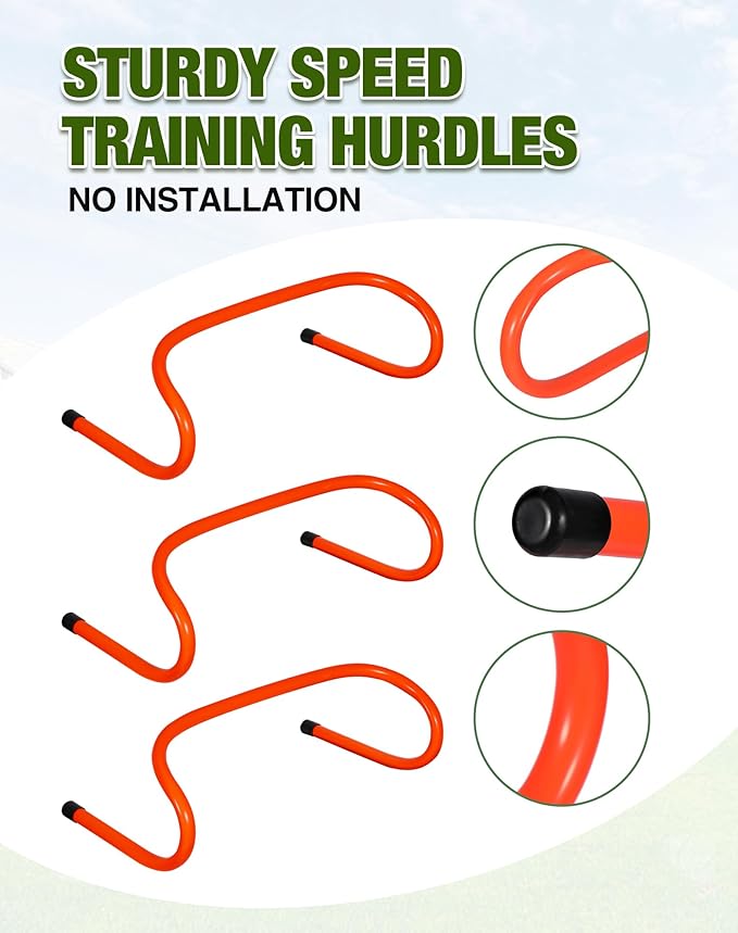 Lineslife Adjustable Agility Hurdles,4 Height Speed Training Hurdles, Portable Speed Training Equipment with Carry Bag for for Athletes,Kids,Soccer,Basketball
