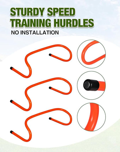 Lineslife Adjustable Agility Hurdles,4 Height Speed Training Hurdles, Portable Speed Training Equipment with Carry Bag for for Athletes,Kids,Soccer,Basketball