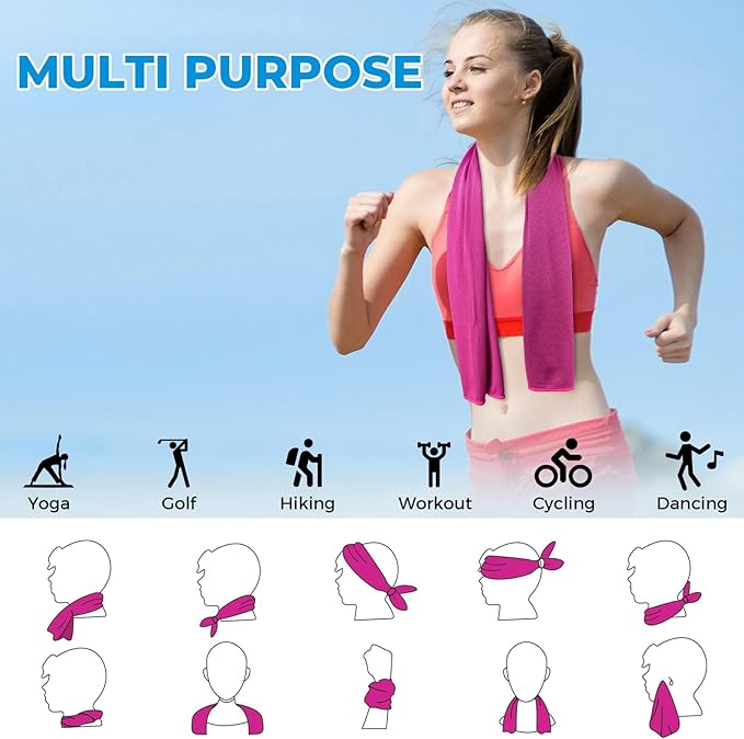 Cooling Towels for Neck and Face - Soft Breathable Chilly Towel, Sweat Wraps, Cool Rags Quick Dry Towel for Hot Weather, Workout, Sports, Yoga, Gym, Hiking, Running, Trips, Golf