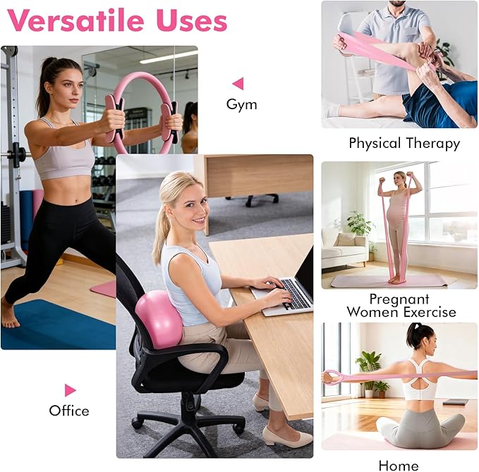 Pilates Equipment Kit for Home Workouts, Home Pilates Essentials Kit for Women with Pilates Ring and Ball Set, Resistance Bands, Yoga Strap, Core Sliders, Massage Ball & Socks Accessories for Starter