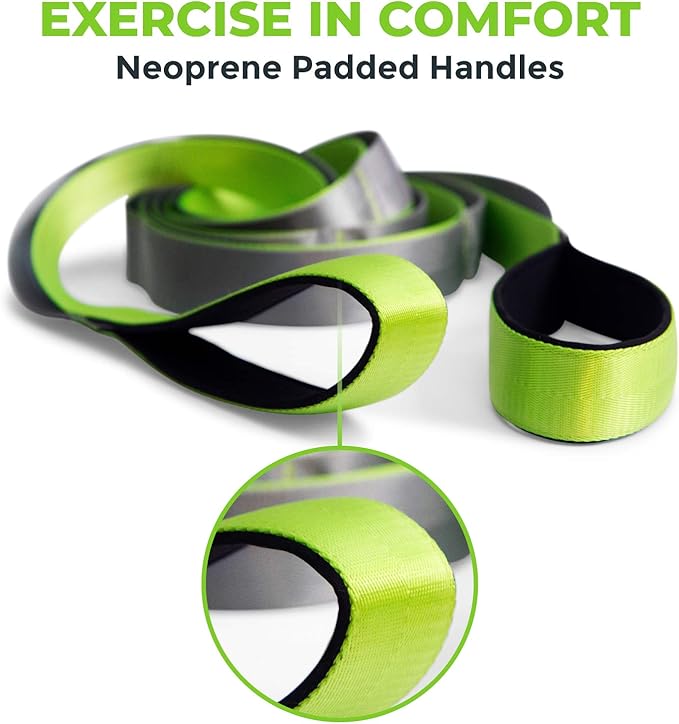 Gradient Fitness Stretching Strap for Physical Therapy, 12 Multi-Loop Stretch Strap 1.5" W x 8' L, Neoprene Handles, Physical Therapy Equipment, Yoga Straps for Stretching, Leg Stretcher.