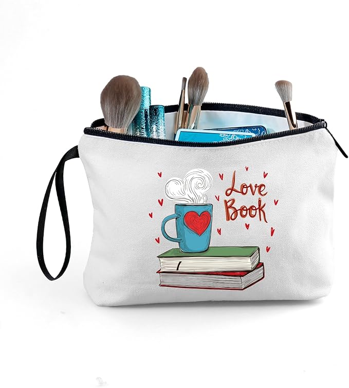 Reading Book Librarian Library Gifts for Women Reader Bookworm People Who Like to Read Nerd Club Literary Friend Sister Unique Makeup Cosmetic Bag