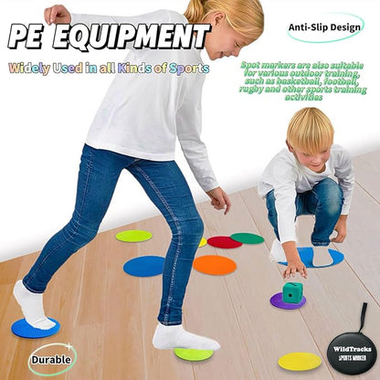 14 Pcs Non Slip Agility Markers Poly Spots, 4 inches Floor Dots Spot Markers for Gym,PE Equipment,Rubber Circles Multiple Color Sports Markers