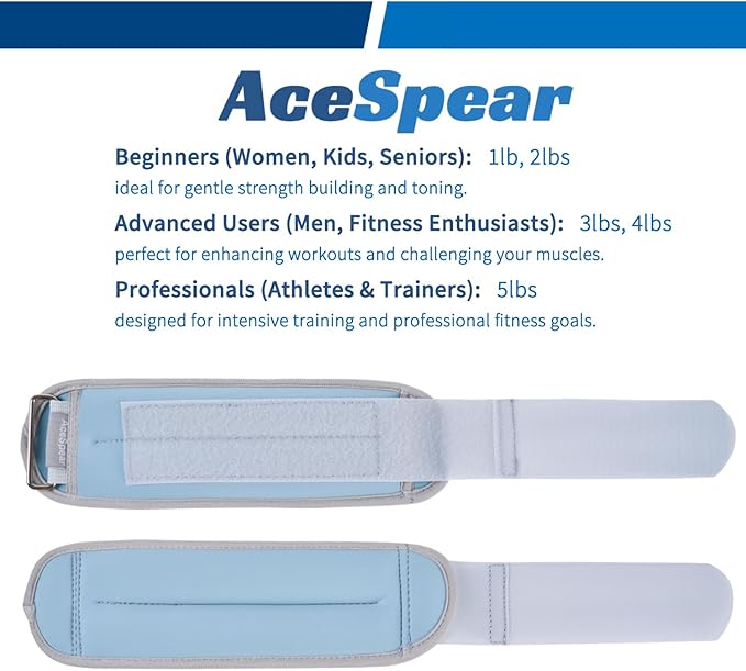 AceSpear Ankle Weights Sets for Men Women Kids 1lb 2lb 3lb 4lb 5lb Leg Weights Arm Wrist Weights Gym for Foot Exercise Training Workout Walking Jogging Yoga