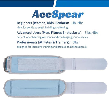 AceSpear Ankle Weights Sets for Men Women Kids 1lb 2lb 3lb 4lb 5lb Leg Weights Arm Wrist Weights Gym for Foot Exercise Training Workout Walking Jogging Yoga