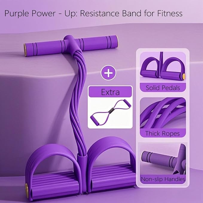 21Fitness Resistance Bands-6 Tube Pedal Ankle Puller with 8 Shape Resistance Band,Multifunction Tension Rope, for Strength Training, Tummy, Waist, Arm, Leg Slimming, Home Gym Exercise Equipment