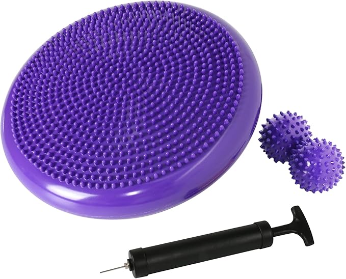 Wobble Cushion, Balance Disc, Wiggle Seat, Balance Pads for Physical Therapy, Stability Disc, Wobble Board for Dogs, Office, Sensory Kids, Classroom with Spiky Massage Ball