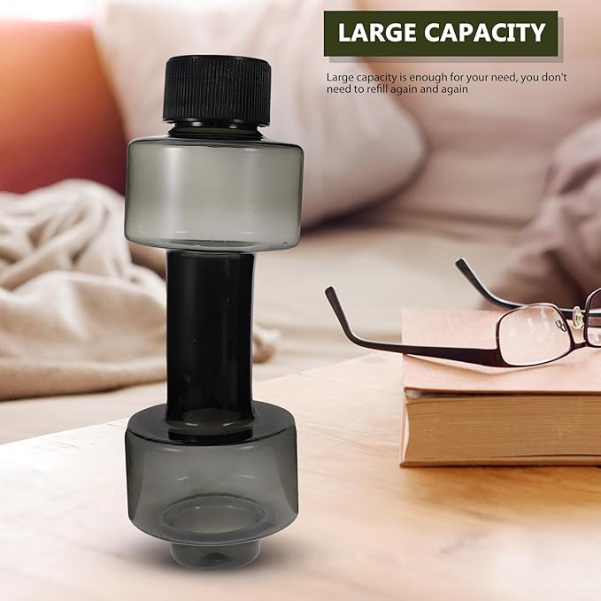 Ciieeo Creative Large Capacity Dumbbell Water Bottle Black, Outdoor Running Sports Kettle for Fitness Hydration, Portable Water Supplement Container