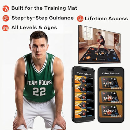 Portable Basketball Footwork Training Mat, Agility Footstep Training Mat, Basketball Pads for Training All Levels, Non-Slip Silent Equipment for All Ages to Improve Speed, Strength and Coordination