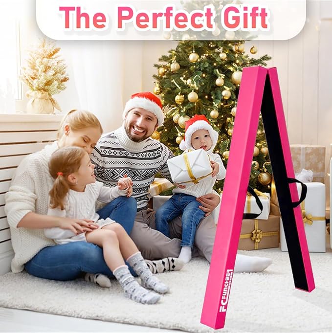8FT Folding Balance Beam -Gymnastics Floor Beam -Gymnastics Equipment for Kids,Wood core- Anti-Slip Bottom and Carrying Bag for Home
