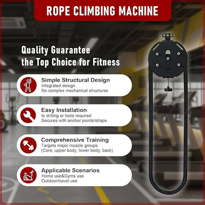 Endless Rope Trainer, Home Gym Equipment, Pulley Cable Machine System With Adjustable Resistance, Full Body Workout Tool, Portable Rope Exercise System For Home Gym, For Arm, Back, Grip Training Black