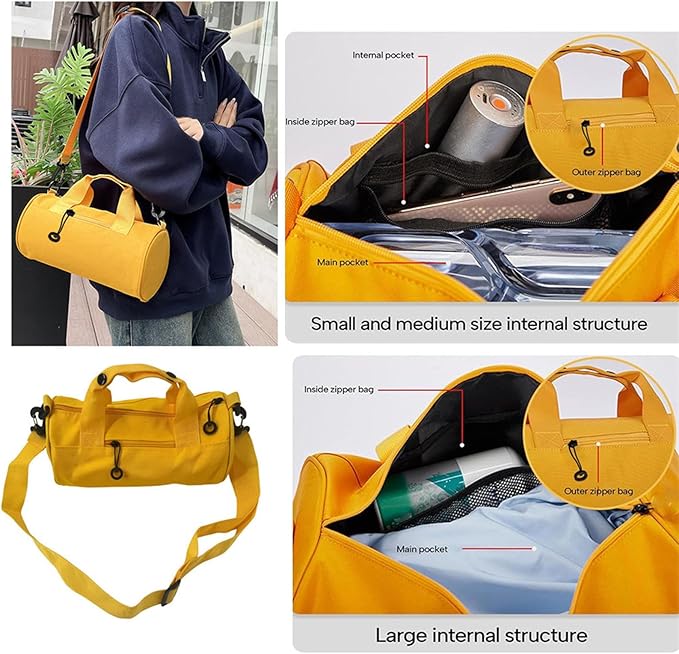 Gym Bag - Barrel Shaped Fitness Duffel, Purpose Sports Organizer With Adjustable Shoulder Strap | Travel And Workout For, Yoga, Dance, Camping, Gym, Overnight Trips, Outdoor Adventures
