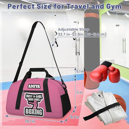 Custom Name Taekwondo Karate Duffle Bag for kids Girls - Personalized Martial Arts Gear Bag, Water-Resistant Sparring Equipment Bag, Boxing Pink