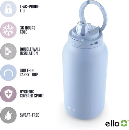 Ello Hydra 64oz Half Gallon Vacuum Insulated Stainless Steel Jug with Locking